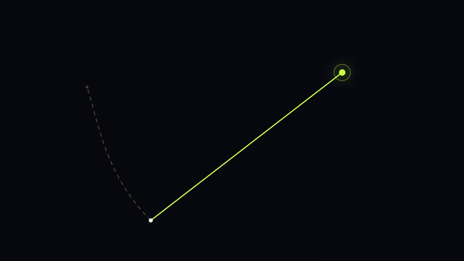 Two diverging paths — one straight and lit, one easier but fading