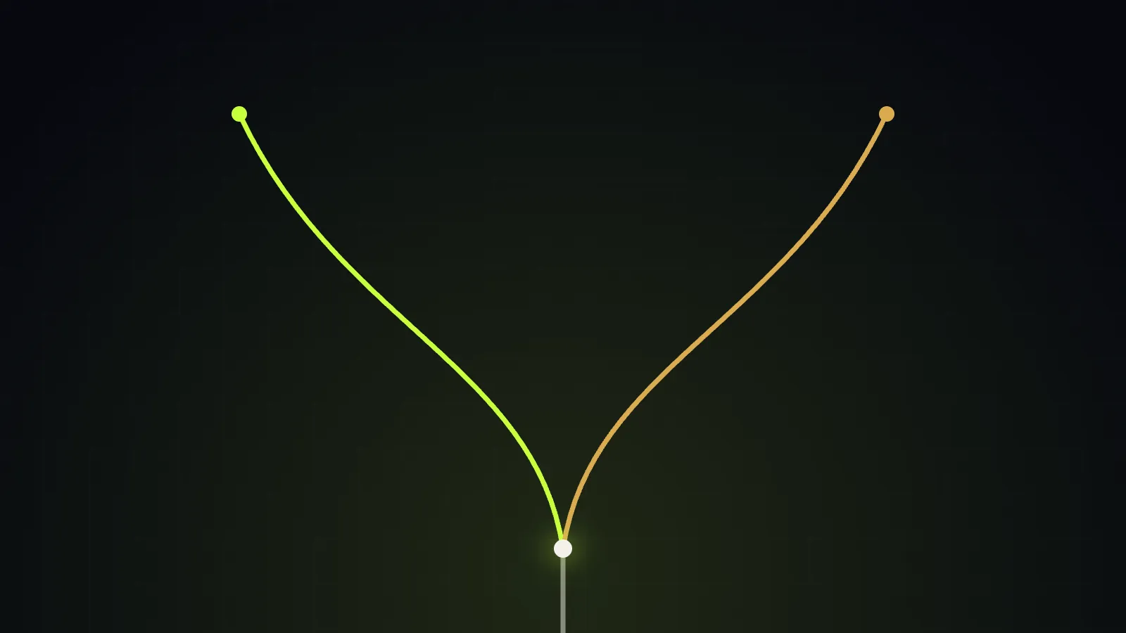 A single path forking into two — a fork in the road