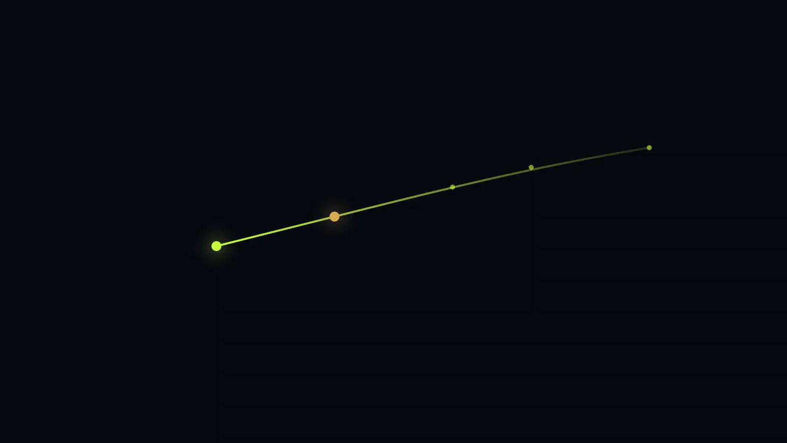 Two points connecting into a line that becomes a longer path