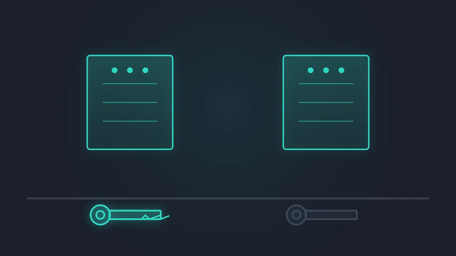 Two identical teal-lit machines, a cut key before one and an uncut blank before the other